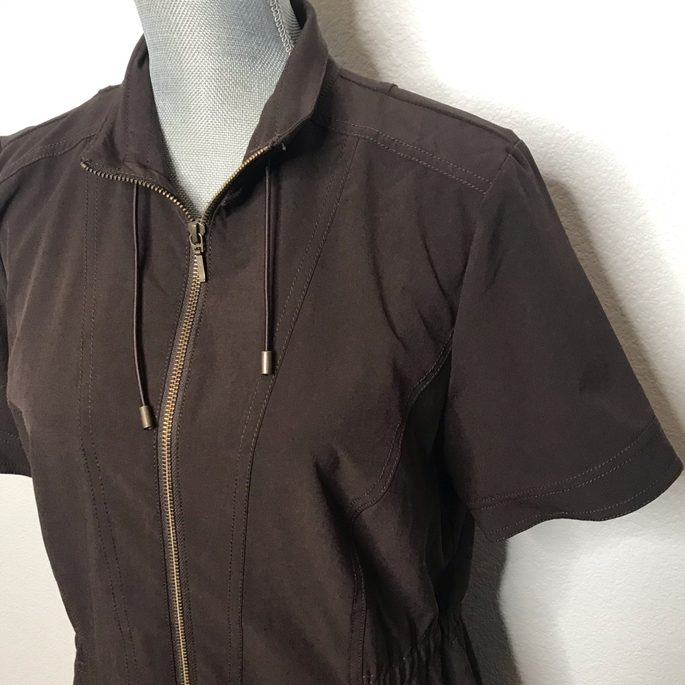 Chicos zenergy brown half zip dress pockets medium - Picture 2 of 8